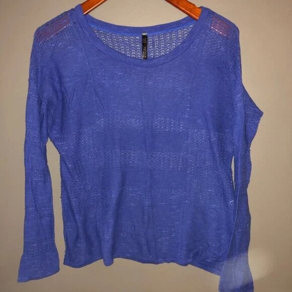 Absolutely Open Weave Sheer Knit Cerulean Blue Sweater Medium - Picture 2 of 6